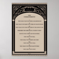 Ten Commandments on Parchment Art Deco Arch Scroll
