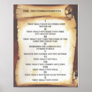 Ten Commandments on Parchment Scroll Poster