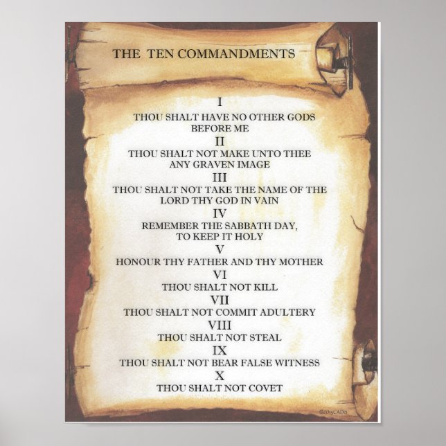 Ten Commandments on Parchment Scroll Poster (Front)