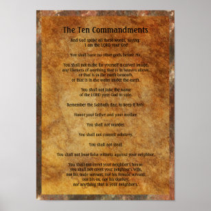 Ten Commandments on Stone Background Poster