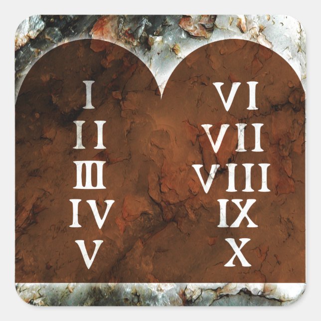 Ten Commandments Square Sticker (Front)