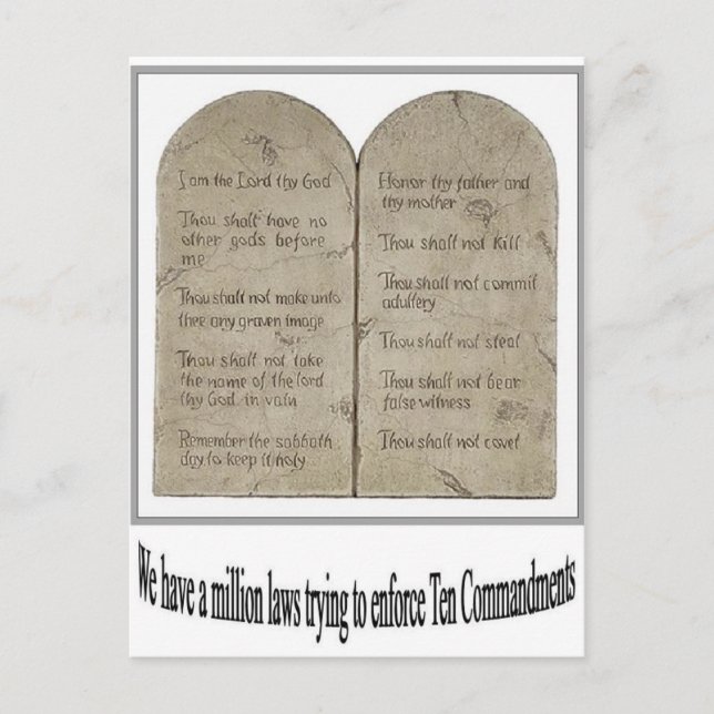 Ten Commandments with Quote Postcard (Front)