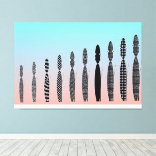 Ten Crochet Cats Geometric Pattern  Canvas Print