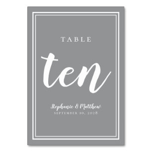 Ten Grey Weddings Simple Modern Guest Dinner  Table Number