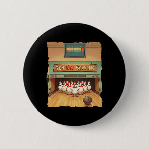 Ten Hen Bowling Funny Chicken Pun Bowler Team Spor 6 Cm Round Badge