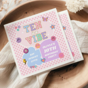 Ten Is A Vibe Preppy Patch 10th Birthday Party Napkin