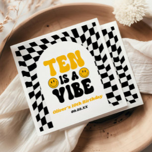 Ten Is A Vibe Retro Tenth 10th Birthday Party Napkin