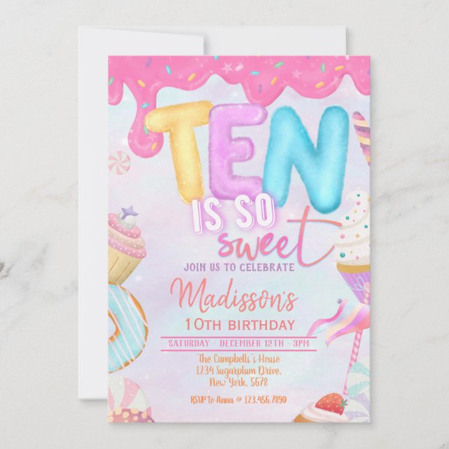 ten is so sweet invitation (Front)