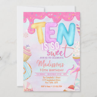 ten is so sweet invitation