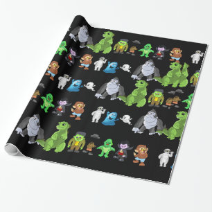 Ten Little Monsters Wrapping Paper(Black) Wrapping Paper