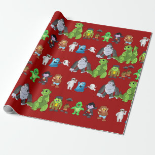 Ten Little Monsters Wrapping Paper(Red) Paper