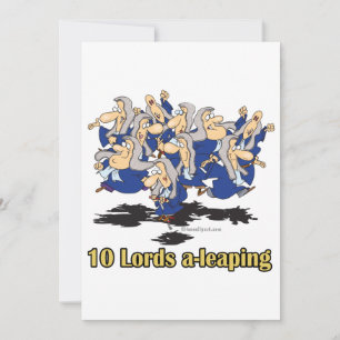 ten lords a-leaping 10th tenth day of christmas holiday card