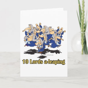 ten lords a-leaping 10th tenth day of christmas holiday card