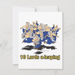 ten lords a-leaping 10th tenth day of christmas holiday card