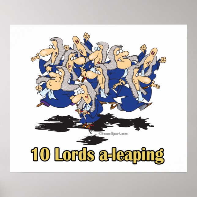 ten lords a-leaping 10th tenth day of christmas poster (Front)