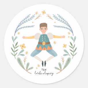 Ten Lords a-leaping 12 Days of Christmas Cute Folk Classic Round Sticker