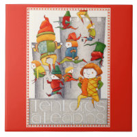 TEN LORDS A LEAPING 6" Square Ceramic Tile - Red