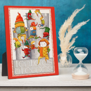 TEN LORDS A LEAPING 8x10 Wooden Plaque + Easel Red
