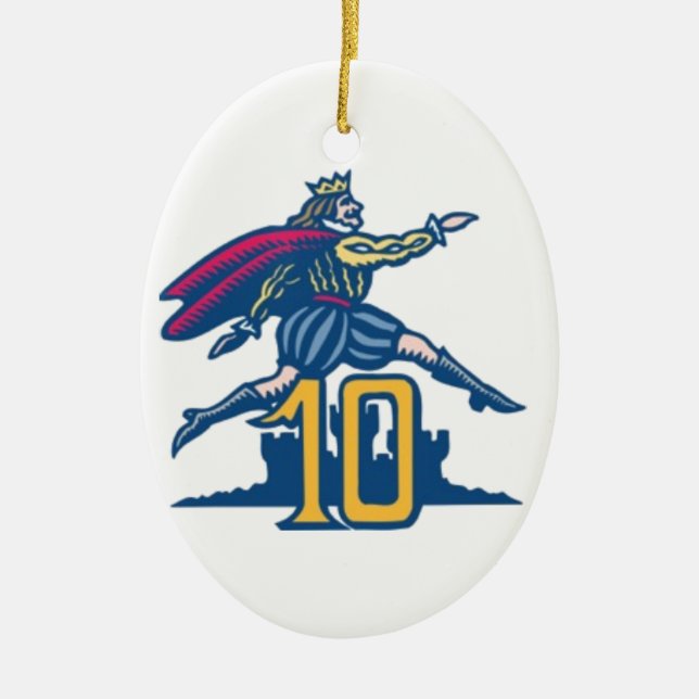 Ten Lords a-Leaping Ceramic Tree Decoration (Front)