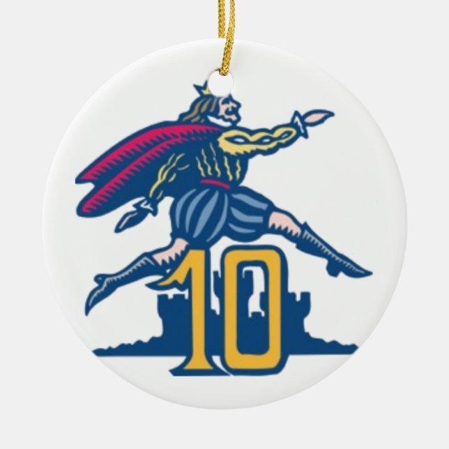 Ten Lords a-Leaping Ceramic Tree Decoration (Front)