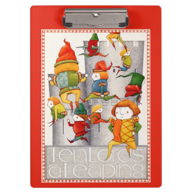 TEN LORDS A LEAPING Clipboard - Red (Front)
