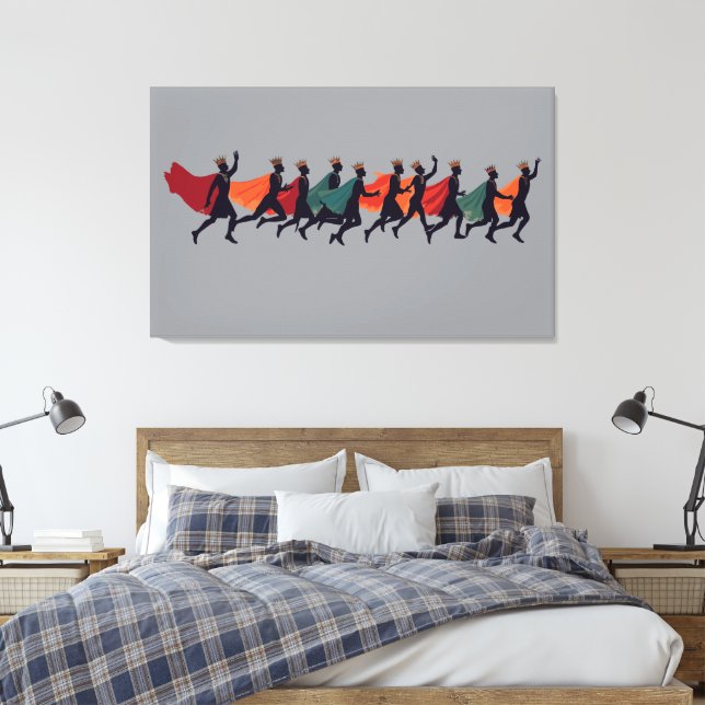 Ten Lords A Leaping Cut-Out Stencil-Style 2 Canvas Print (Insitu(Bedroom))