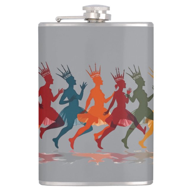 Ten Lords A Leaping Cut-Out Stencil-Style 3 Hip Flask (Front)