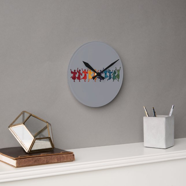 Ten Lords A Leaping Cut-Out Stencil-Style 4 Round Clock (Office)