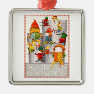 TEN LORDS A LEAPING Premium Square Ornament 