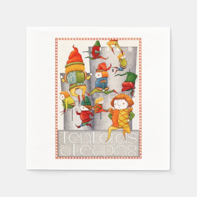 TEN LORDS A LEAPING Standard Cocktail Paper Napkin (Front)