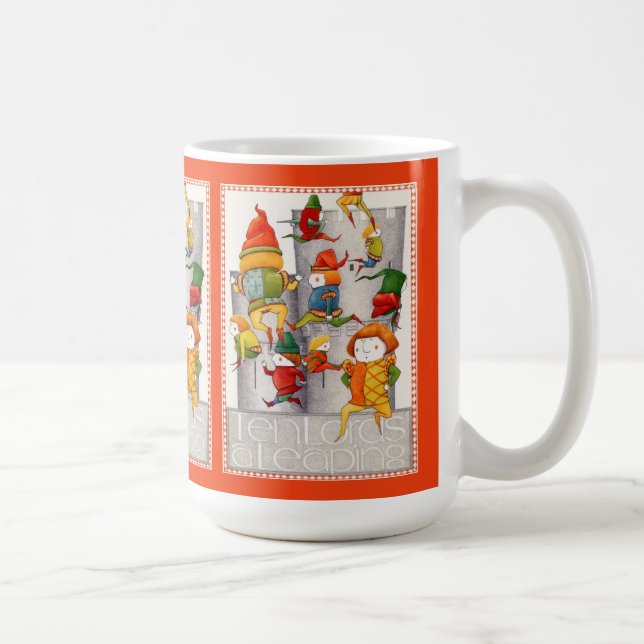 TEN LORDS A LEAPING Tall White Mug - Red (Right)