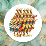 Ten Lords a-Leaping | Twelve Days of Christmas Classic Round Sticker<br><div class="desc">Twelve Days of Christmas themed stickers with Ten Lords a-Leaping watercolor illustration.</div>