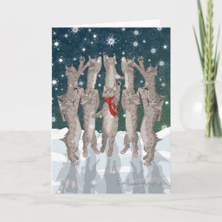 Ten Lynx a-Leaping Holiday Card