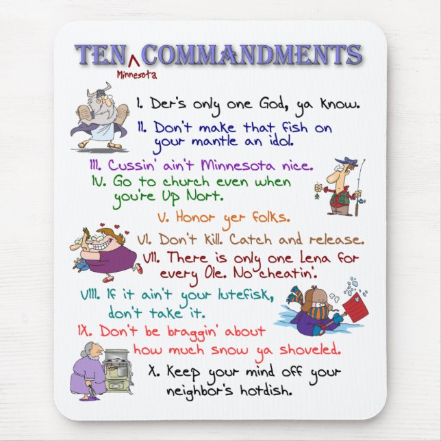 Ten Minnesota Commandments Mousepad (Front)