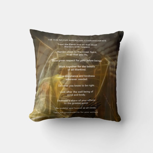 Ten Native American Indian Commandments Cushion (Front)