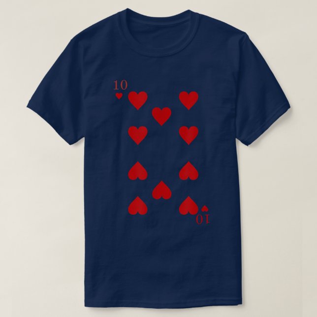 Ten of Hearts Halloween Costume Playing Cards Cosp T-Shirt (Design Front)