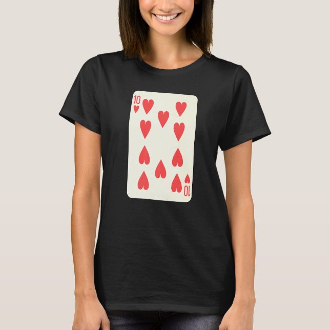 Ten Of Hearts Playing Card Couples Halloween Costu T-Shirt (Front)