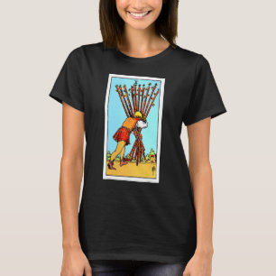 Ten Of Wands Vintage Tarot Card Rider Waite Deck T-Shirt