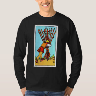 Ten Of Wands Vintage Tarot Card Rider Waite Deck T-Shirt