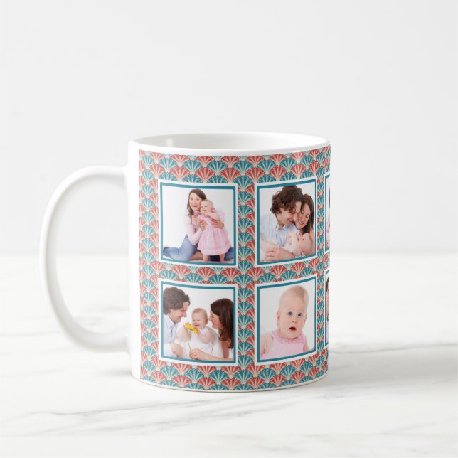 Ten Photo Collage with Decorative Fan Pattern Coffee Mug (Left)