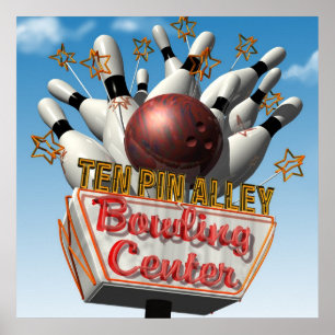 Ten Pin Alley Bowling Retro Neon Sign