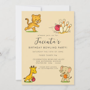 Ten Pin Bowling Birthday Party Custom Invitation