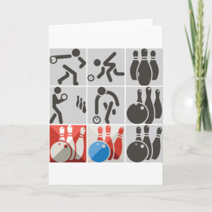 Ten Pin Bowling Icons Sport Greeting Cards