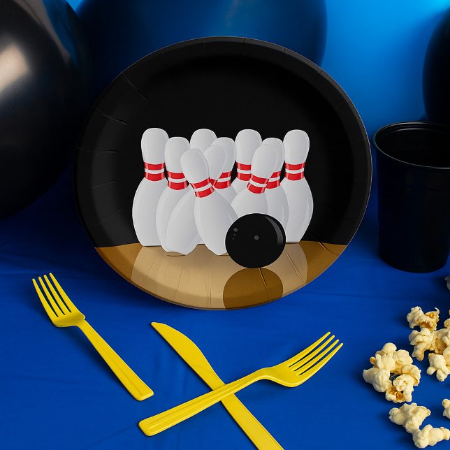 Ten Pin Bowling Strike Paper Plate (Creator Uploaded)