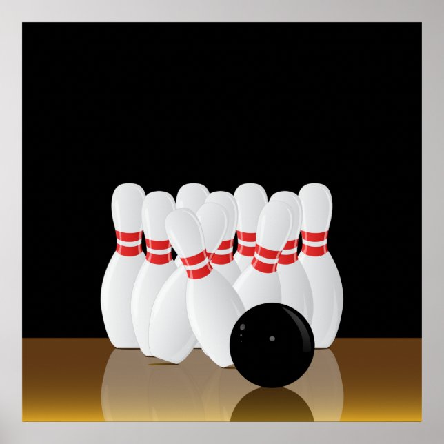 Ten Pin Bowling Strike Poster (Front)