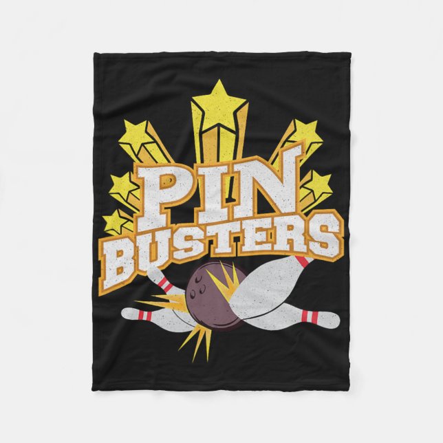 Ten Pin Bowling Team Graphic Pin Busters  Fleece Blanket (Front)