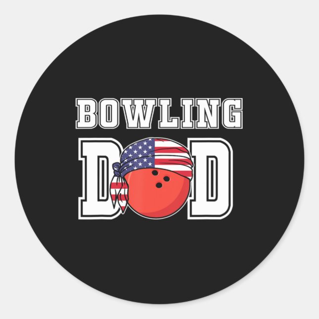 Ten Pin Bowling  Team Player Fathers Dad Bowling  Classic Round Sticker (Front)