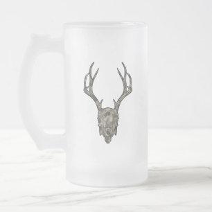 Ten Point Jackalope European Mount Camo Skull  Frosted Glass Beer Mug