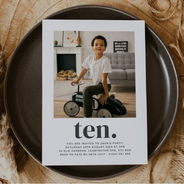 Ten Square Photo First Birthday Invitation (Creator Uploaded)