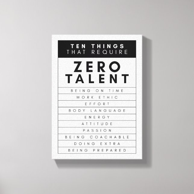 Ten Things That Require Zero Talent Wall Art (Front)
